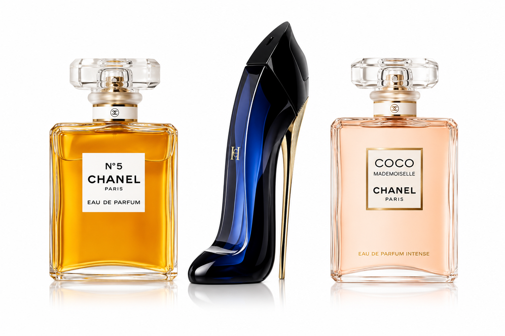 SET MIT 3 PARFÜMS: Carolina Herrera Good Girl, Chanel Coco Mademoiselle, Chanel N°5 (Eau de Parfum)