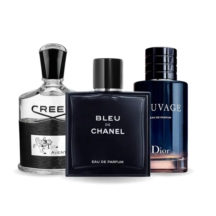 SET MIT 3 PARFÜMS: Creed Aventus, Bleu de Chanel und Dior Sauvage – 100 ml