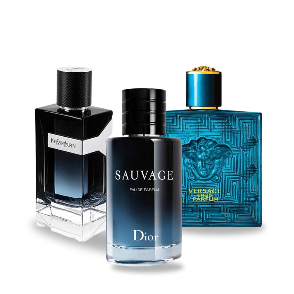 SET MIT 3 PARFÜMS: Dior Sauvage, Yves Saint Laurent Y Men und Versace Eros