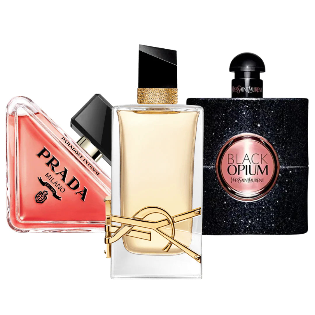 SET MIT 3 PARFÜMS: Prada Paradoxe, Black Opium von Yves Saint Laurent und Libre (Eau de Parfum)
