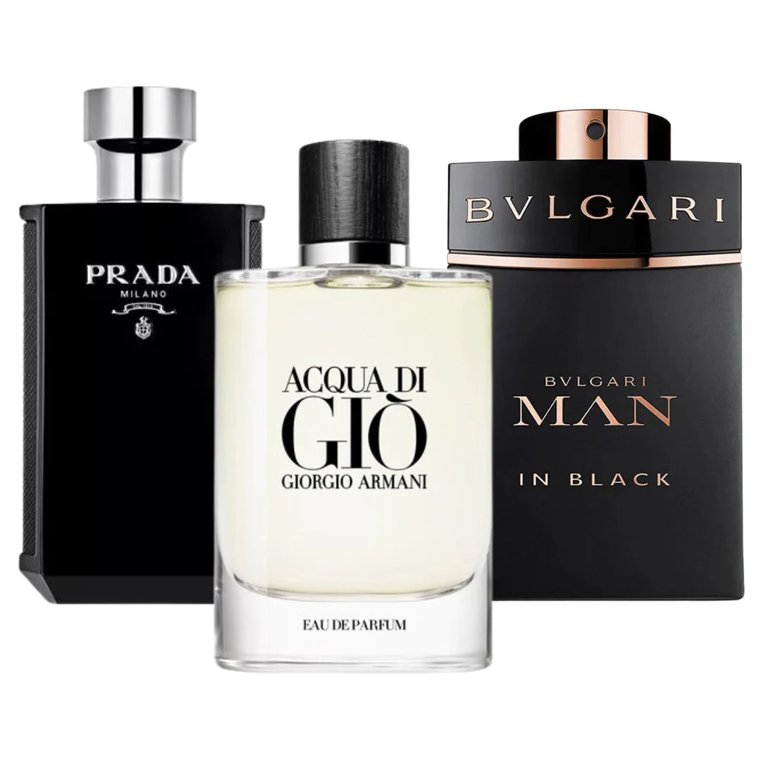 SET MIT 3 PARFÜMS: Bvlgari Man in Black, Giorgio Armani Acqua di Giò und L’Homme Prada Intense (Eau de Parfum)