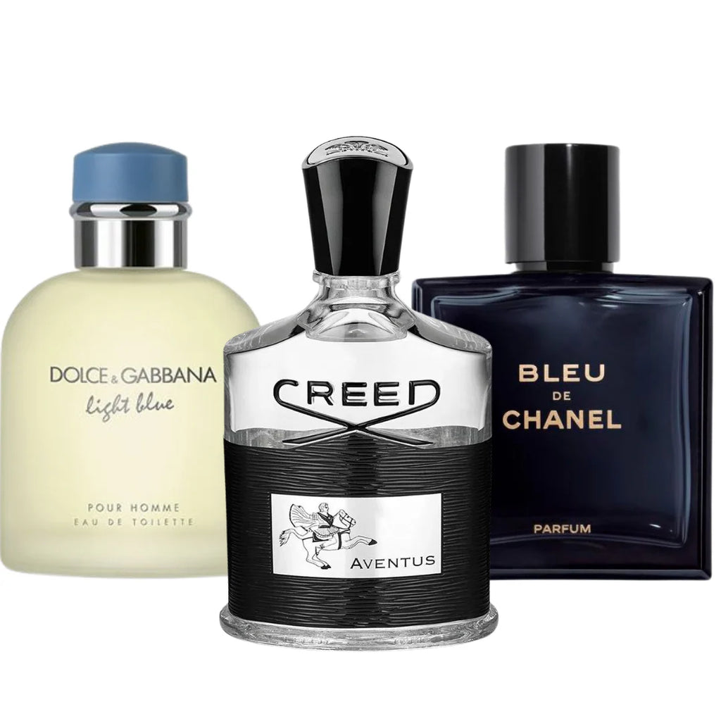 SET MIT 3 PARFÜMS: Bleu de Chanel, Creed Aventus und Dolce & Gabbana Light Blue (Eau de Parfum)